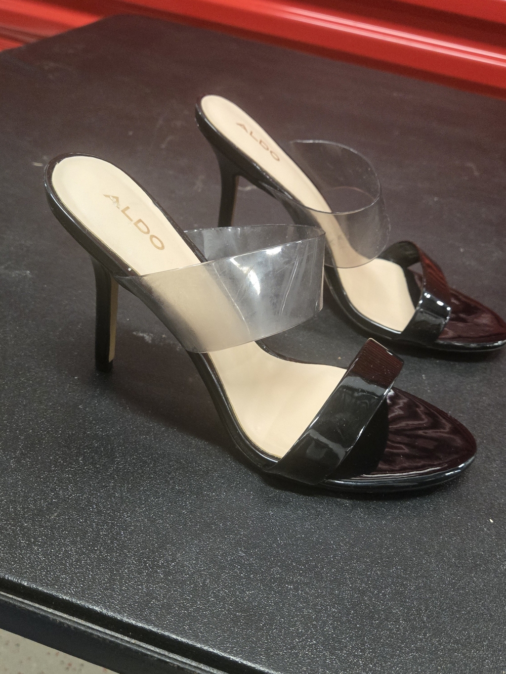 ALDO Black Clear-Strap High Heel Woman Size 8.5